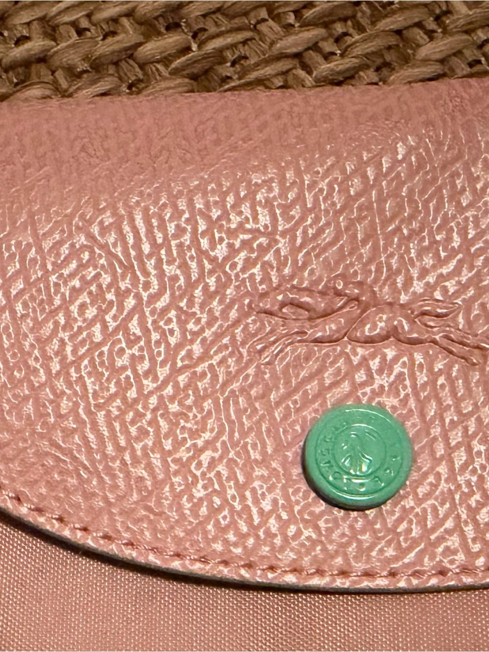 Longchamp pink nylon Le Pliage tote with turquoise logo - Picture 2 of 8